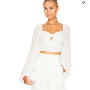 For Love And Lemons Trisha crop top White Blouse with Bow Detail. NWT